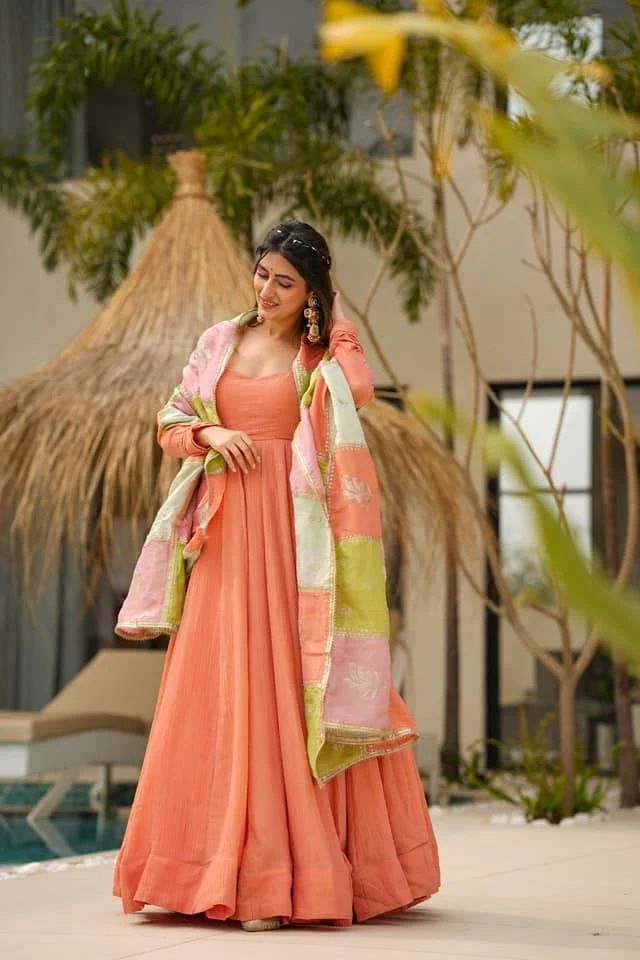 Precious Jalpari Silk Orange Color Gown