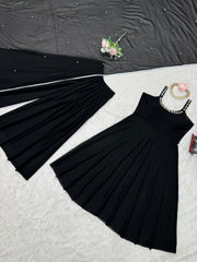 Party Wear Black Color Top With Palazzo