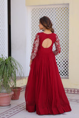 Preferable Georgette Red Color Gown