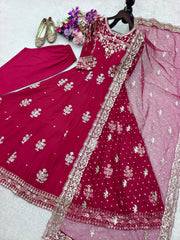 Stylish Pink Color Sequence Work Designer Gown
