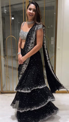 Demanding Black Color Ready To Wear Lehenga Saree