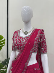 Ready To Wear Pink Color Lehenga Saree