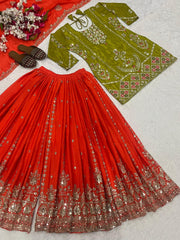 Glorious Green Georgette Sequence Work Sharara Suit