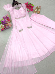 Exclusive Pink Georgette Sequence Work Gown