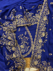 Designer Blue Color Sequence Work Silk Saree