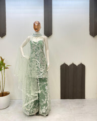 Shining Embroidery Work Rama Color Palazzo Suit