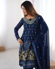 Precious Heavy Work Navy Blue Color Salwar Suit