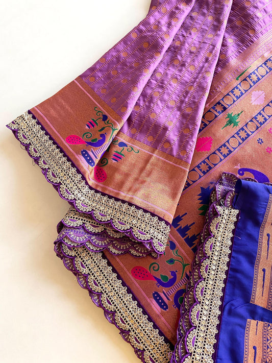 Captivating Lavender Color Paithani Silk Saree