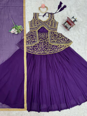 Preferable Purple Color Heavy Top With Lehenga