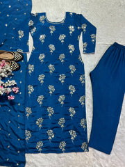 Awesome Blue Color Sequence Work Salwar Suit
