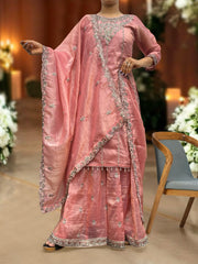 Wonderful Gold Crush Silk Pink Color Top With Plazzo