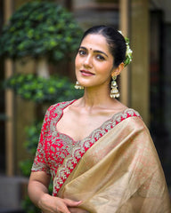 New Wedding Wear Mustard Color Gold Soft Saree