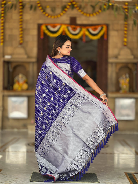 Good Looking Soft Silk Blue Color Saree