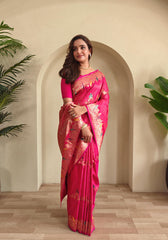 Festive Special Pink Color Silk Saree