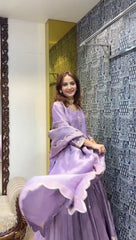 Sequence Work Lavender Color Designer Top With Lehenga