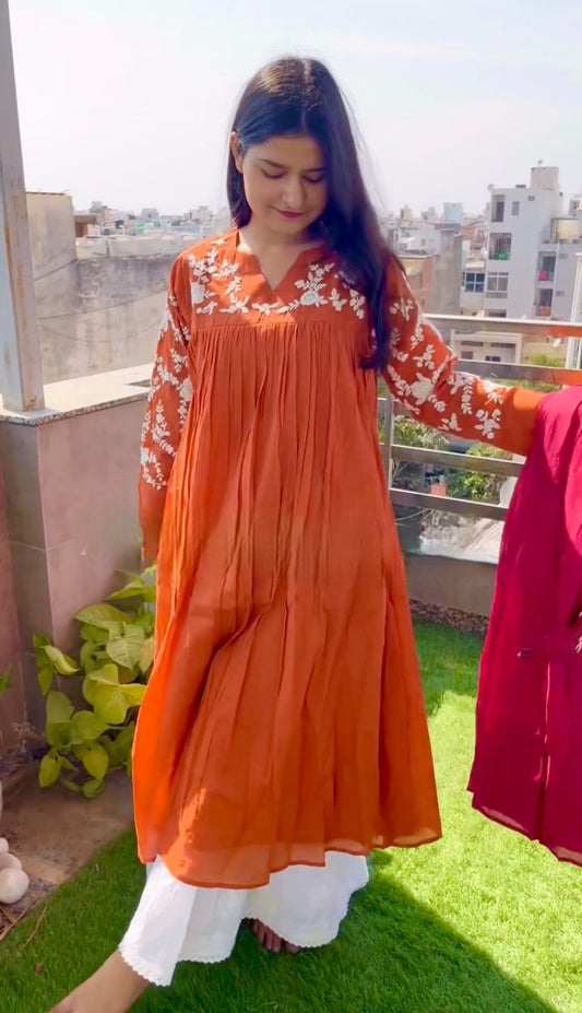 Ravishing Pink Color  Embroidery Work Palazzo Suit