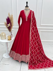 Gorgeous Heavy Work Vichitra Silk Anarkali Gown