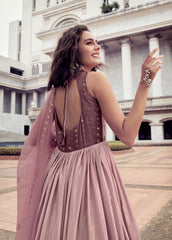 Pink Color Sequence Embroidered Work Shaded Anarkali Gown