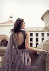 Dusty Color Sequence Embroidered Work Shaded Anarkali Gown