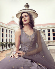 Dusty Color Sequence Embroidered Work Shaded Anarkali Gown