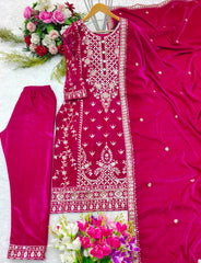 Awesome Pink Color Embroidery Work Salwar Suit