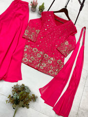 Beautiful Georgette Pink Color Sharara Suit