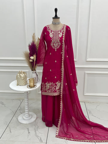 Captivating Sequence Work Pink Sharara Suit