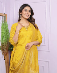 Haldi Wear Viscose Muslin Yellow Color Salwar Suit