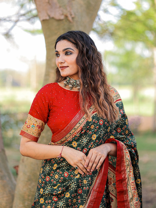 Marvelous Embellish Stone Work Red Color Saree