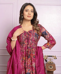 Fashionable Dark Pink Color Round Kurti Pair