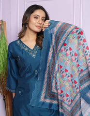 Exclusive Blue Color Hand Work Salwar Suit With Dupatta