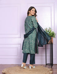 Good Looking Wear Teal Green Color V Neck Salwar Suit