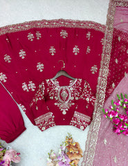 Stylish Pink Color Sequence Work Designer Gown