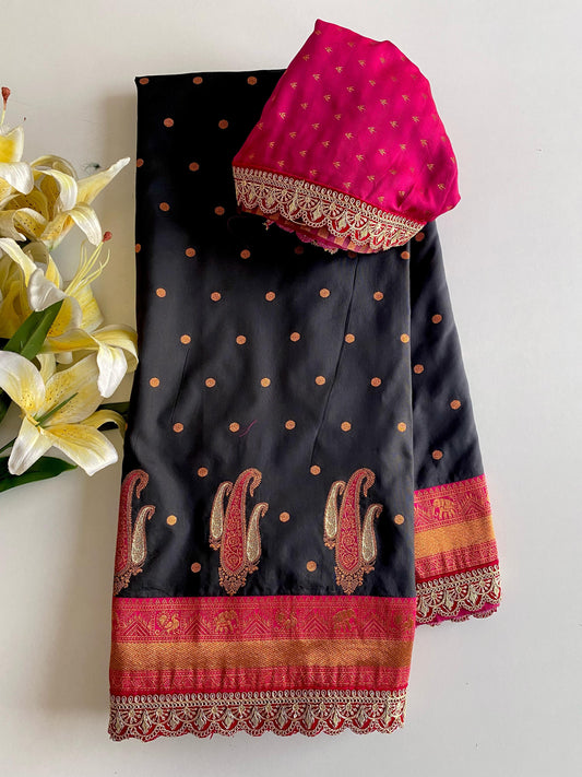 Lovely Paithani Silk Black Color Saree