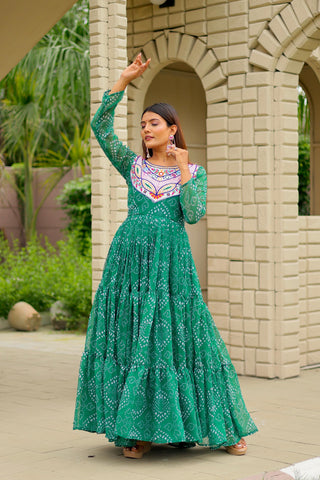 Ravishing Pink Georgette Embroidery Work Gown
