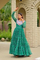 Ravishing Pink Georgette Embroidery Work Gown