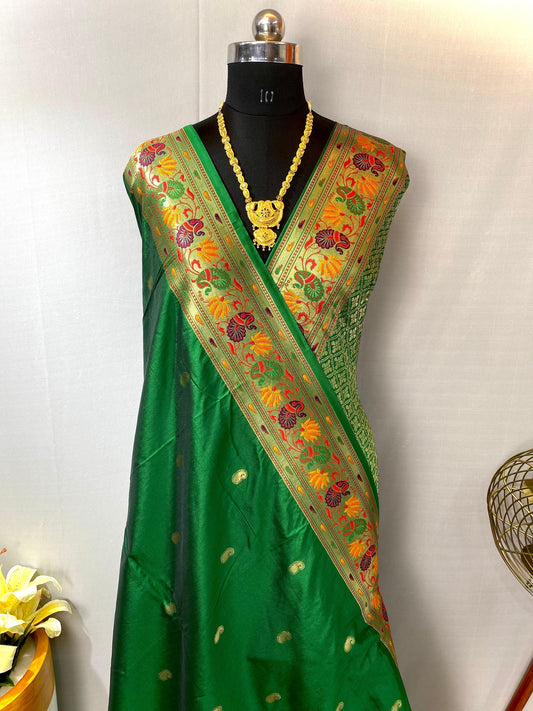 Gorgeous Paithani Silk Green Color Saree