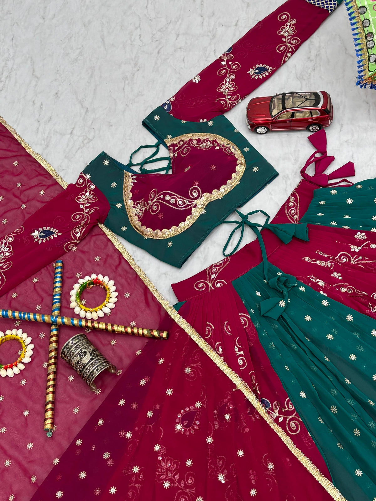 Ravishing Maroon Color Embroidery Work Georgette Lehenga Choli
