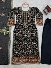 Captivating Gorgette Black Color Salwar Suit