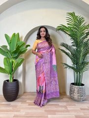 Adorable Bandhani Print Lavender Color Saree