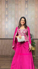 Party Wear Pink Color Skirt Koti With Shrug