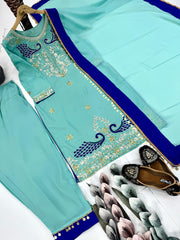 Gorgeous Sky Blue Color Sequence Work Georgette Punjabi Salwar Suit