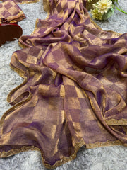 Gorgeous Box Pattern Purple Color Saree