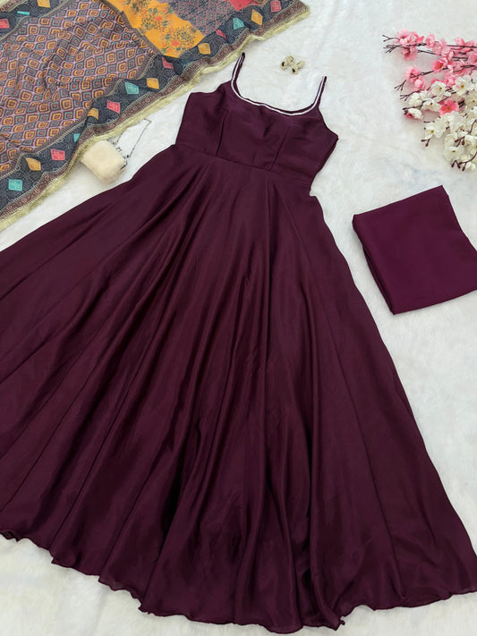Wine Color Huge Flair Anarkali Suit