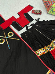 Stylish Red Cotton Gamathi Work Lehenga Choli