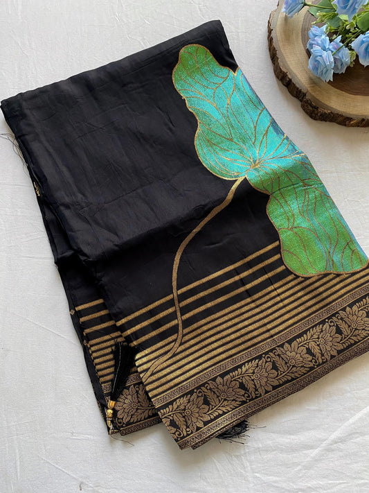 Blissful Munga Silk Black Color Saree
