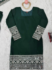 Lovely Georgette Sequence Work Green Color Sharara Suit