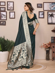 Luxuriant Banarasi Silk Green Color Saree