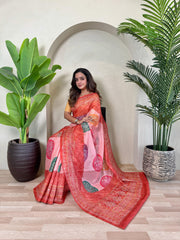 Adorable Bandhani Print Red Color Saree