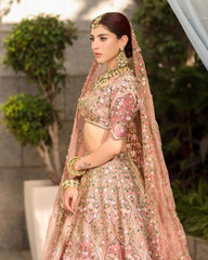 Trendy Peach Silk Embroidery Work Lehenga Choli